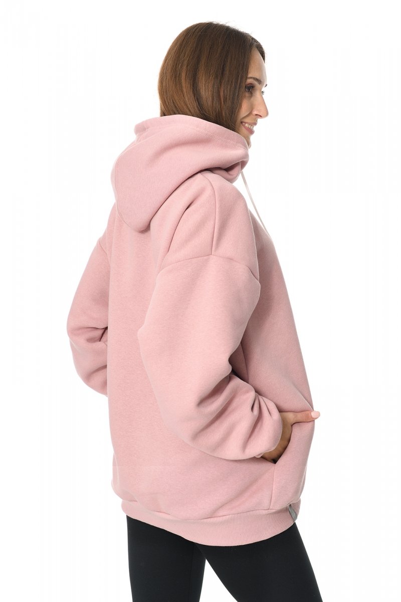 MijaCulture - 3 w 1 ciepła bluza ciążowa i do karmienia z kapturem „Naomi” M016 rożowy