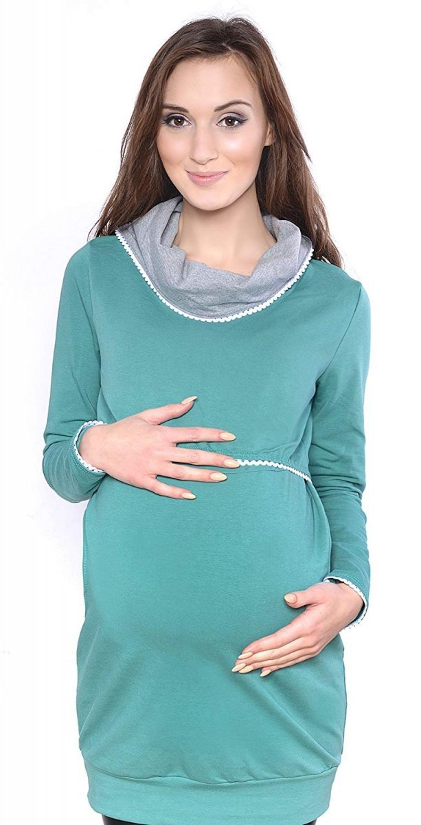 MijaCulture - 3 w 1 bluza ciążowa i do karmienia „Ellie” 7129 zielony