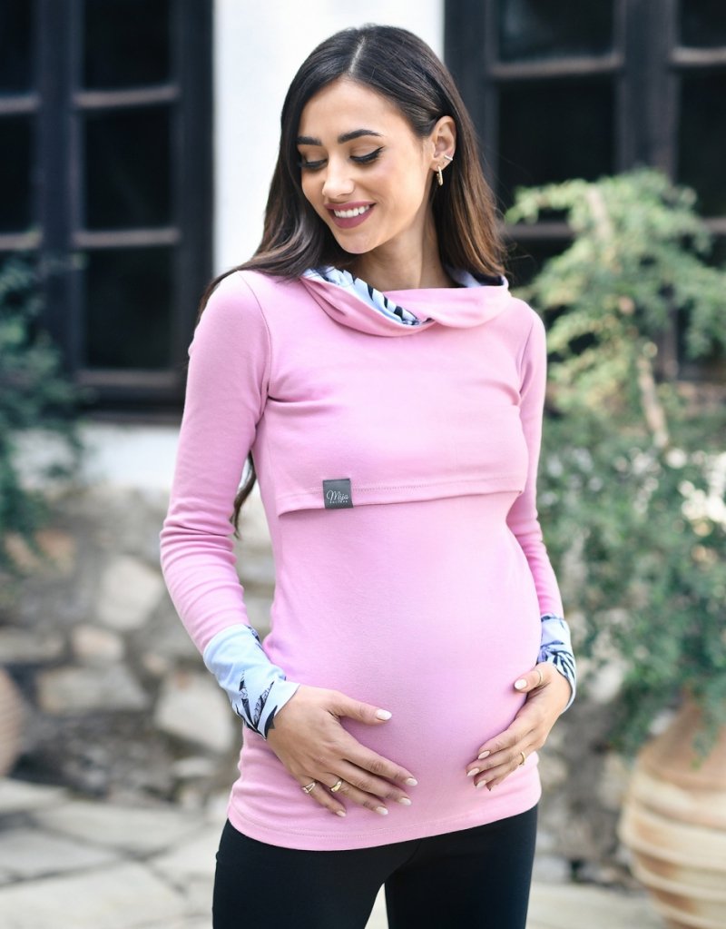 MijaCulture – 3 w 1 bluza ciążowa i do karmienia „Neli” M007 róż