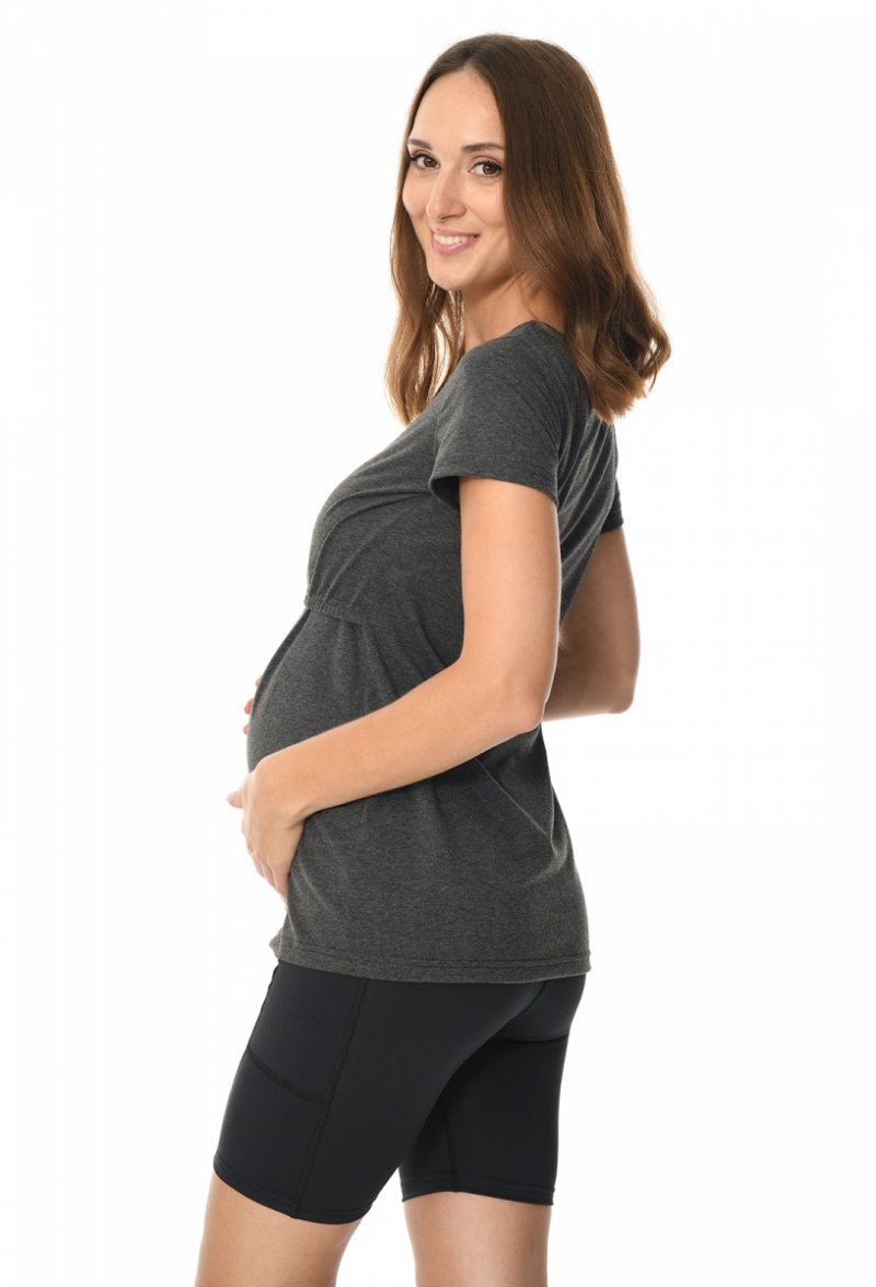 Sportowe krótkie legginsy ciążowe z kieszeniami 4133 / M102