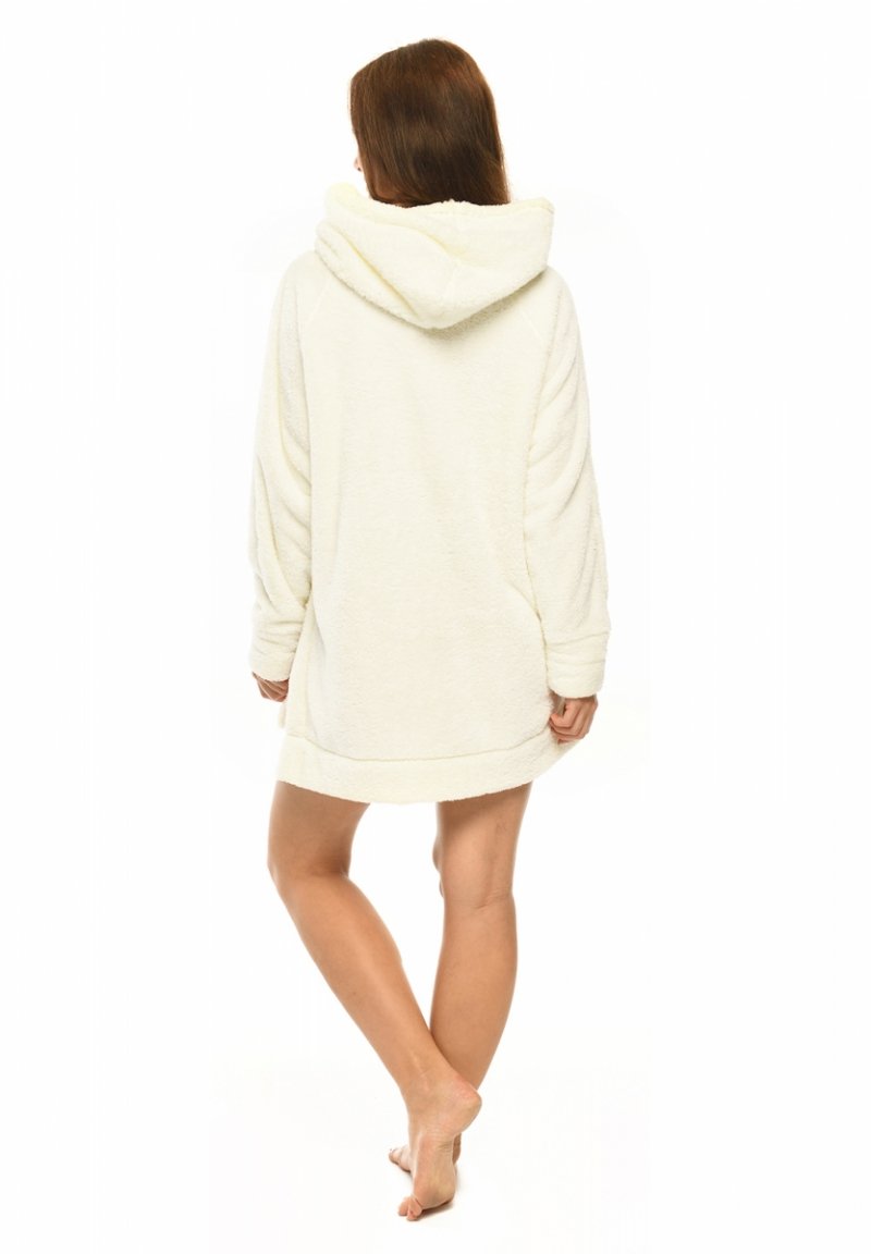 MijaCulture - super miekka przytulna bluza kocobluza ciążowa i do karmienia z kapturem „BEAR” M022 ecri