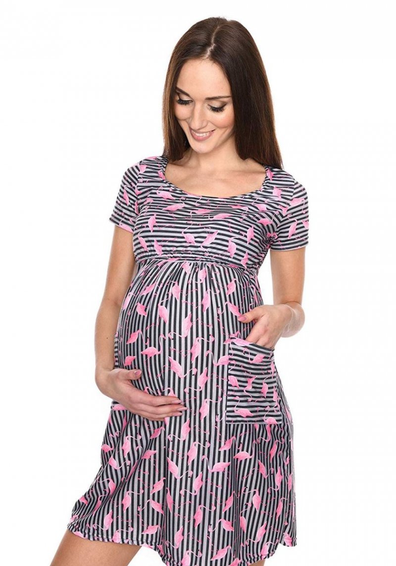 MijaCulture - zjawiskowa sukienka 2 w 1 ciążowa i do karmienia &quot;Lulu&quot; flamingo
