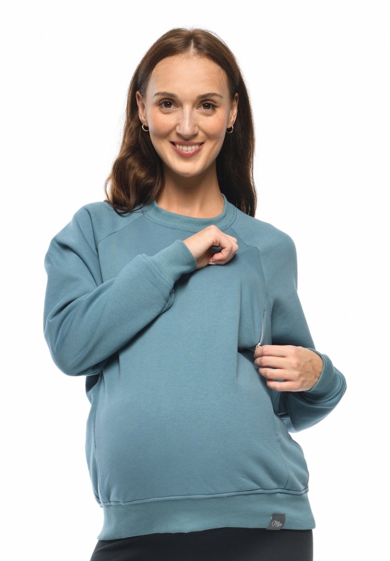 MijaCulture - 3 w 1 lekka super miekka bluza ciążowa i do karmienia „Olivia ” M019 niebieska