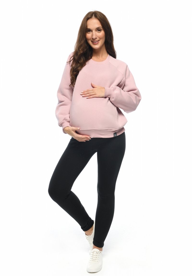 MijaCulture - 3 w 1 lekka super miekka bluza ciążowa i do karmienia „Olivia ” M019 rożowa