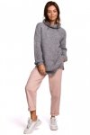 Be Knit BK047 Sweter oversize z golfem - szary