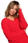 Be Knit BK075 Sweter z dekoltem w serek - czerwony