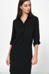 Nife Czarna sukienka oversize z podwijanym rękawem - S226