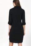 Nife Czarna sukienka oversize z podwijanym rękawem - S226
