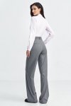 Nife Spodnie bootcut, z krytym guzikiem, prążek - szary - SD103