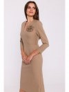 Stylove S372 Sukienka midi z kwiatkiem - beżowa