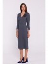 Stylove S372 Sukienka midi z kwiatkiem - szara