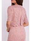 Stylove S379 Koronkowa sukienka z podwójną górą - pudrowa