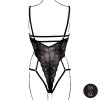 Le Désir Lace Underwired Open Cup Bodysuit with Adjustable Sliders - One Size - Black