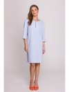 Stylove S394 Sukienka o luźnym fasonie z łezką w dekolcie - błękitna