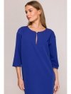 Stylove S394 Sukienka o luźnym fasonie z łezką w dekolcie - chabrowa