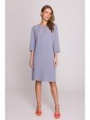 Stylove S394 Sukienka o luźnym fasonie z łezką w dekolcie - gołębi