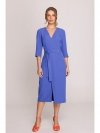 Stylove S396 Sukienka z kopertowym motywem - niebieska
