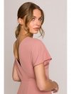 Stylove S398 Sukienka z dekoltem z tyłu i rozcięciem - różana