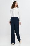 Nife Spodnie wide leg z gumą w pasie - granat - SD113