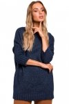 Moe M470 Sweter półgolf melanż - granatowy