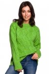 Be Knit BK038 Sweter ze splotem typu warkocz - zielony