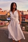 Stylove S224 Sukienka bez rękawów z rozkloszowanym dołem - ecru