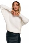 Moe M537 Sweter prążek pod szyję - ecru
