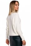 Moe M537 Sweter prążek pod szyję - ecru