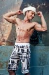 Alpha Male Bermudy Surfo 1 beżowo-szare paski