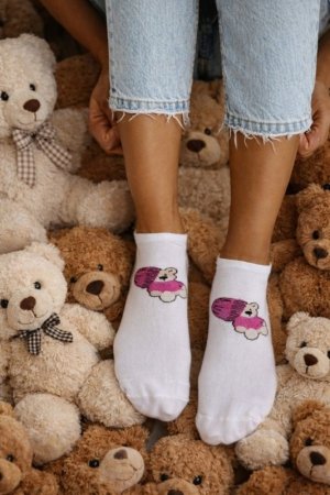 MILENA Stopki damskie Miś z czapką 1146.083