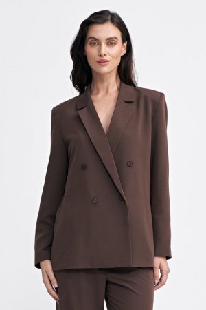 Nife Marynarka oversize, dwurzędowa - brąz - Z69
