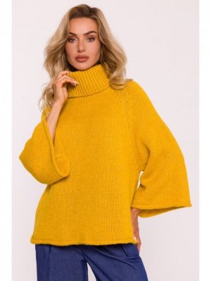 Moe M822 Sweter z golfem i szerokimi rękawami - miodowy
