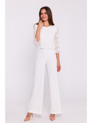 Stylove S381 Kombinezon z koronkową górą - ecru