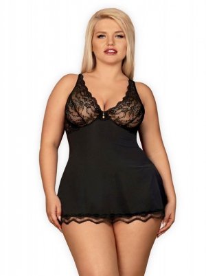 Obsessive Luvae babydoll i stringi czarne