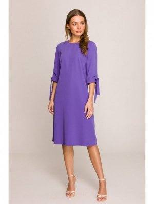 Stylove S393 Sukienka z wiązanymi rękawami - fioletowa