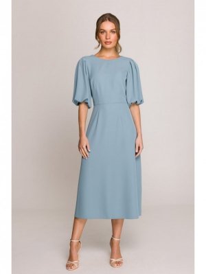 Stylove S399 Sukienka z bufiastymi rękawami - zimny niebieski