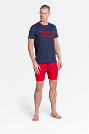 Henderson Piżama Oxford 38285-59X Granatowo-Czerwona