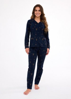 Piżama Cornette 482/447 Gold dł/r Christmas S-2XL damska rozpinana