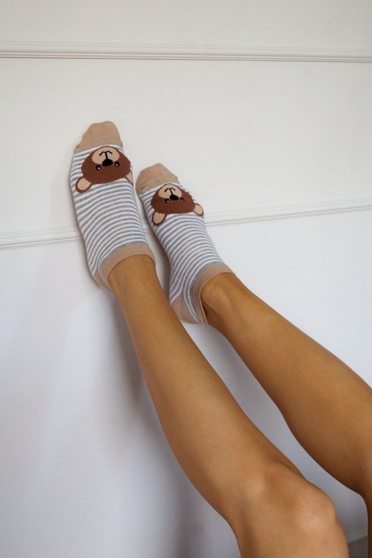 MILENA Stopki damskie Duże głowy misia z paskami. Nowe 1146.057