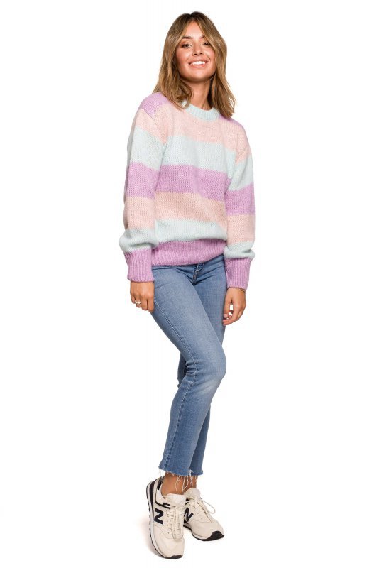 Be Knit BK071 Sweter w pasy wielokolorowe - model 1