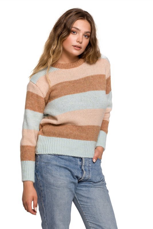 Be Knit BK071 Sweter w pasy wielokolorowe - model 2