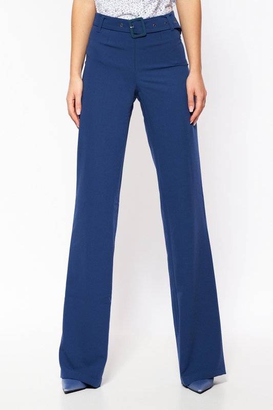 Nife Kobaltowe spodnie z lekko rozszerzaną nogawką - SD66