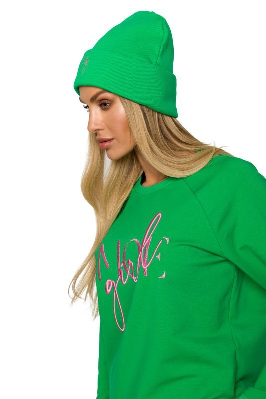 Moe M709 Czapka beanie z haftem MOE GIRL - soczysta zieleń