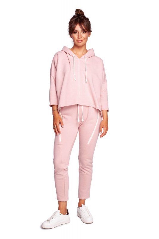 BeWear B239 Bluza o luźnym kroju z kapturem - pudrowa