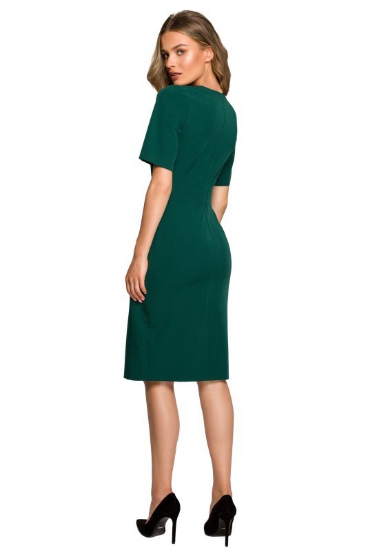 Stylove S317 Sukienka ze spódnicą na zakładkę - zielona