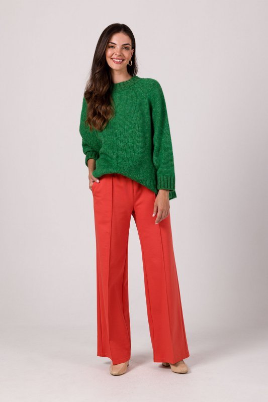 Be Knit BK105 Sweter z nietoperzowymi rękawami - szamaragdowy