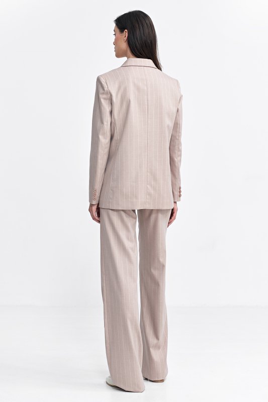 Nife Marynarka oversize, dwurzędowa, prążek - beż - Z71