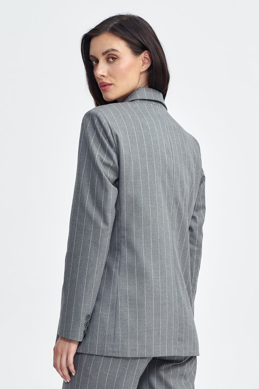 Nife Marynarka oversize, dwurzędowa, prążek - szary - Z71
