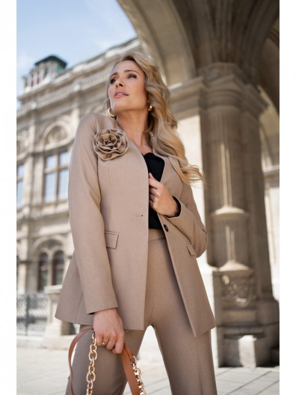 Stylove S370 Marynarka z kwiatkiem - beżowa
