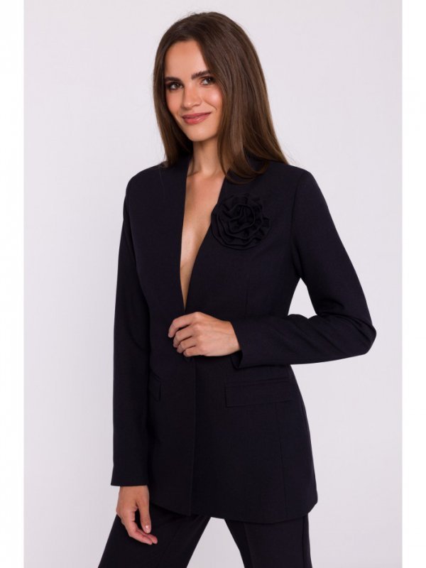 Stylove S370 Marynarka z kwiatkiem - czarna